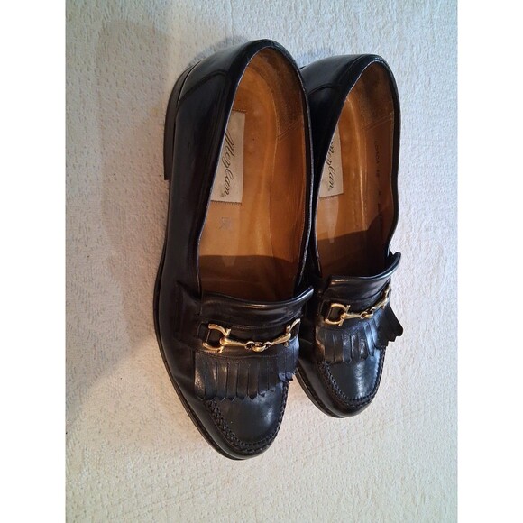 Mezlan Loafers Shoes Mens Size 10M Leather Fringe Gold Bit Buckle Black main image 7